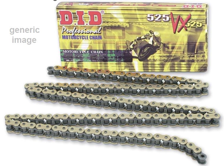 VX série X-Kroužkový řetěz D.I.D Chain 525VX3 124 L Zlatá/Černá
