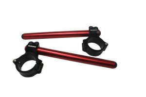 Aluminium-forged clip-ons ACCOSSATO with metal clamp composed of 2 half-rings 10 degrees inclination, red