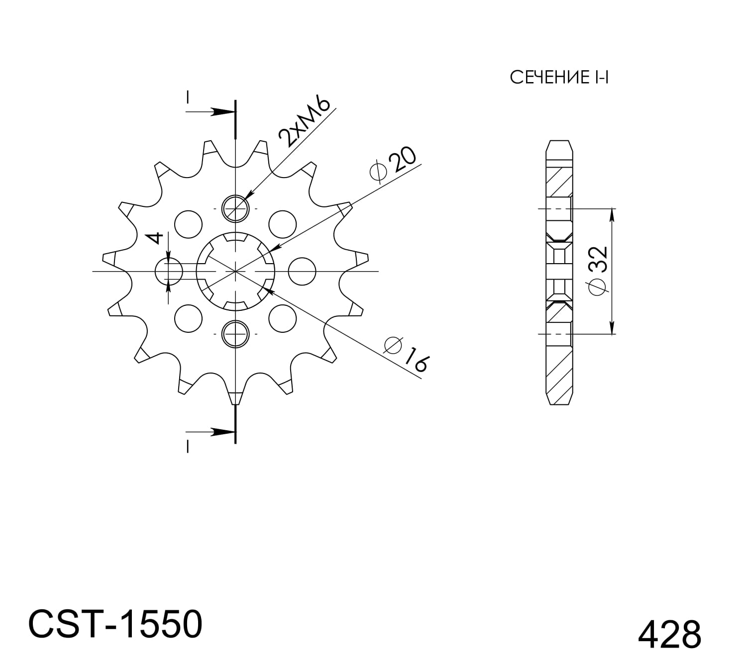 Řetězové kolečko SUPERSPROX CST-1550:14 14 zubů, 428