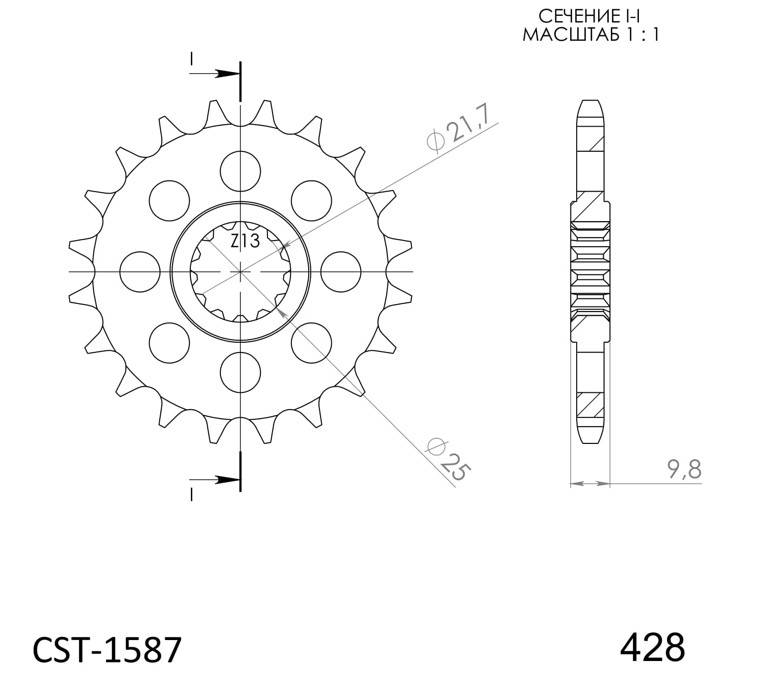 Řetězové kolečko SUPERSPROX CST-1587:19 19 zubů, 428