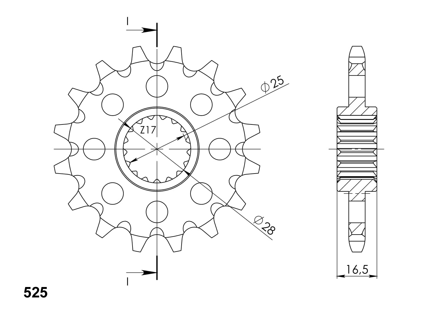 Řetězové kolečko SUPERSPROX CST-1904:16 16 zubů, 525