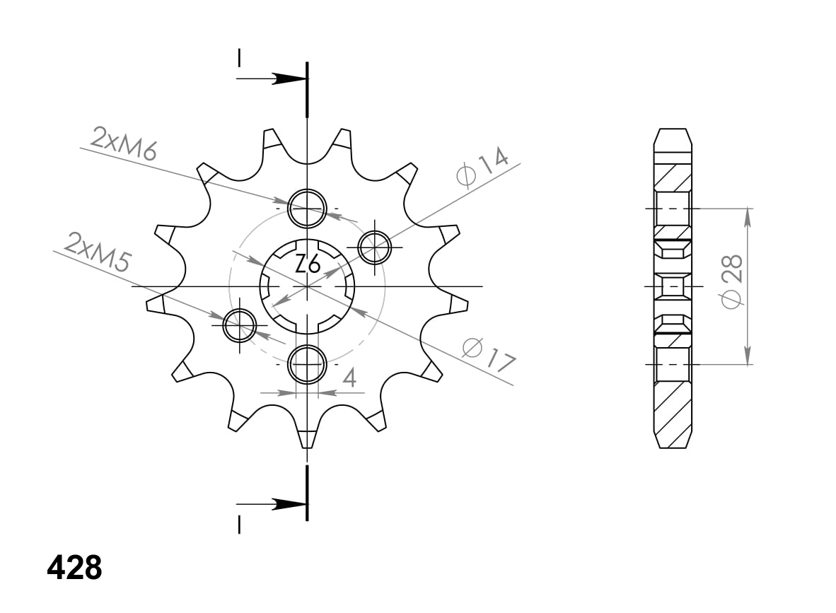 Řetězové kolečko SUPERSPROX CST-277:14 14 zubů, 428