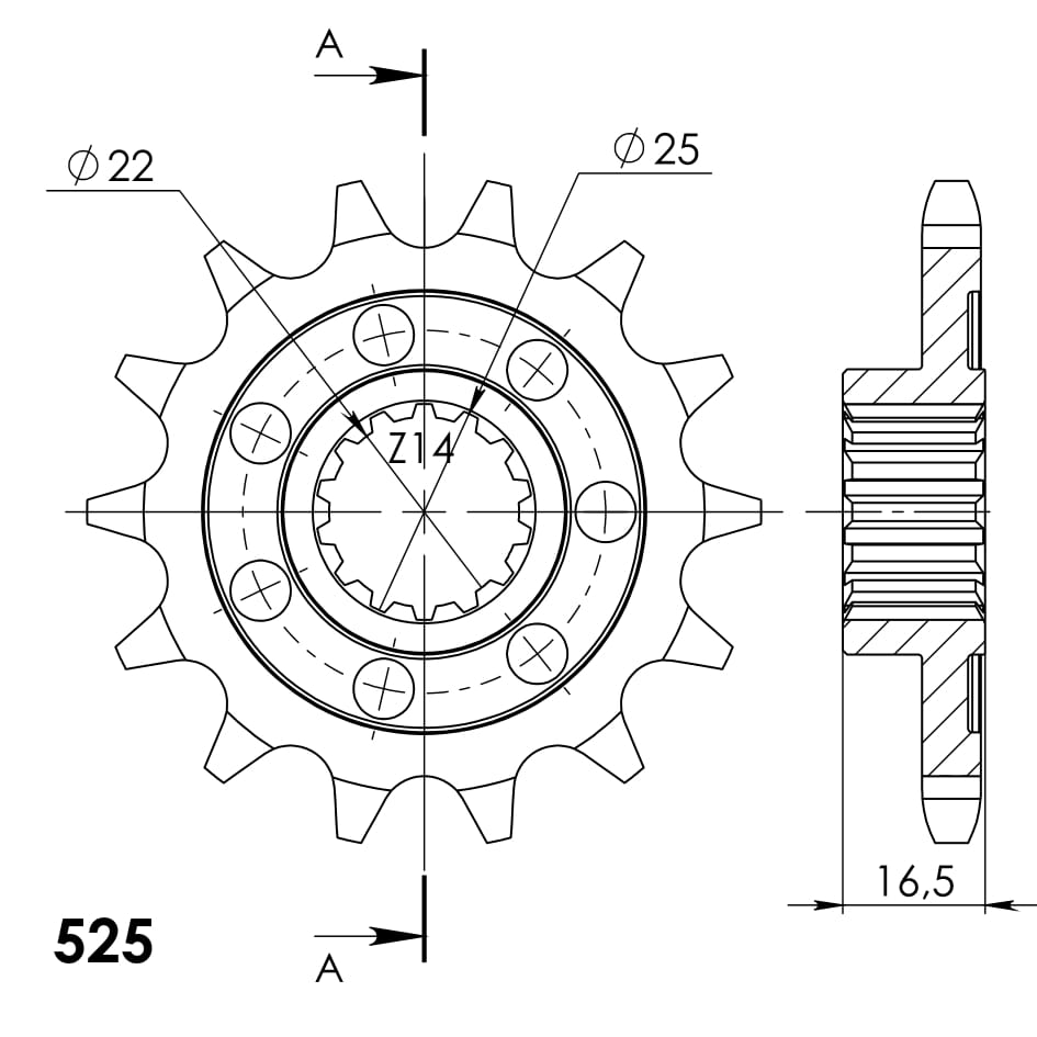 Řetězové kolečko SUPERSPROX CST-4054:14 14 zubů, 525