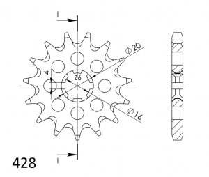 Řetězové kolečko SUPERSPROX CST-416:16 16 zubů, 428