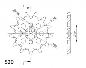 Řetězové kolečko SUPERSPROX CST-422:12 12 zubů, 520