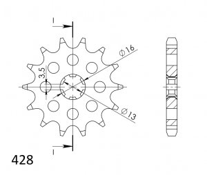 Řetězové kolečko SUPERSPROX CST-542:13 13 zubů, 428