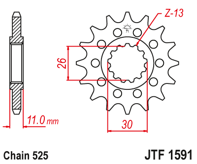 Řetězové kolečko JT JTF 1591-16 16 zubů, 525