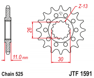 Řetězové kolečko JT 16 zubů, 525