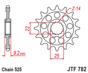 Řetězové kolečko JT 16 zubů, 525