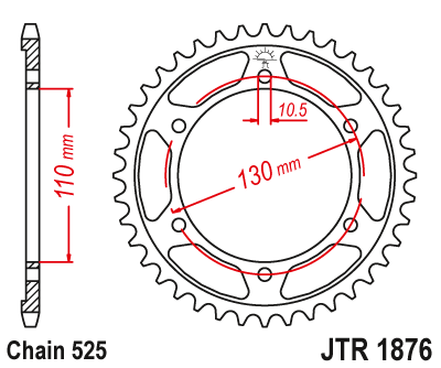 Řetězová rozeta JT JTR 1876-47 47 zubů, 525